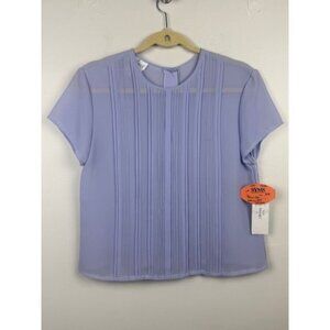 Vintage NOS Carry Back Women's 80s Short Sleeve Lavender Popover Blouse Size 6